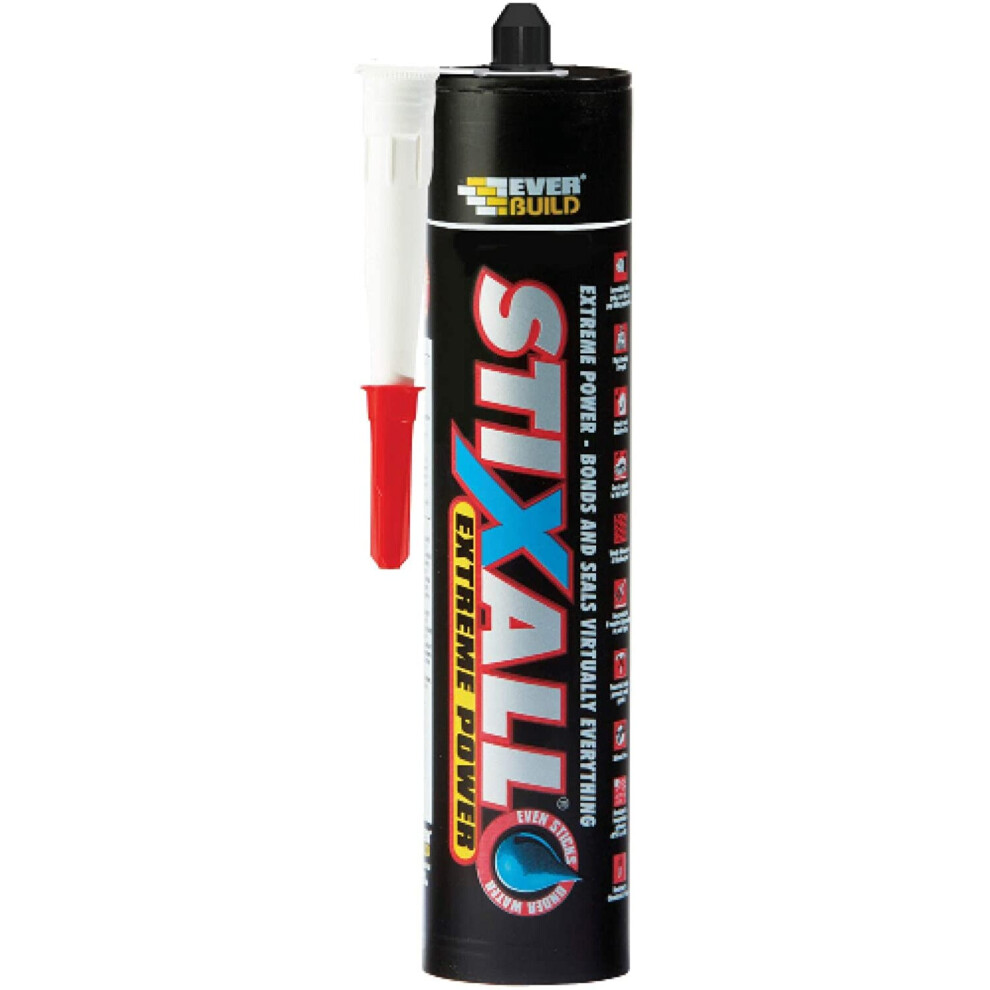 Everbuild Stixall Extreme Power, Building Adhesive and Sealant Hybrid, Grey, 290 ml