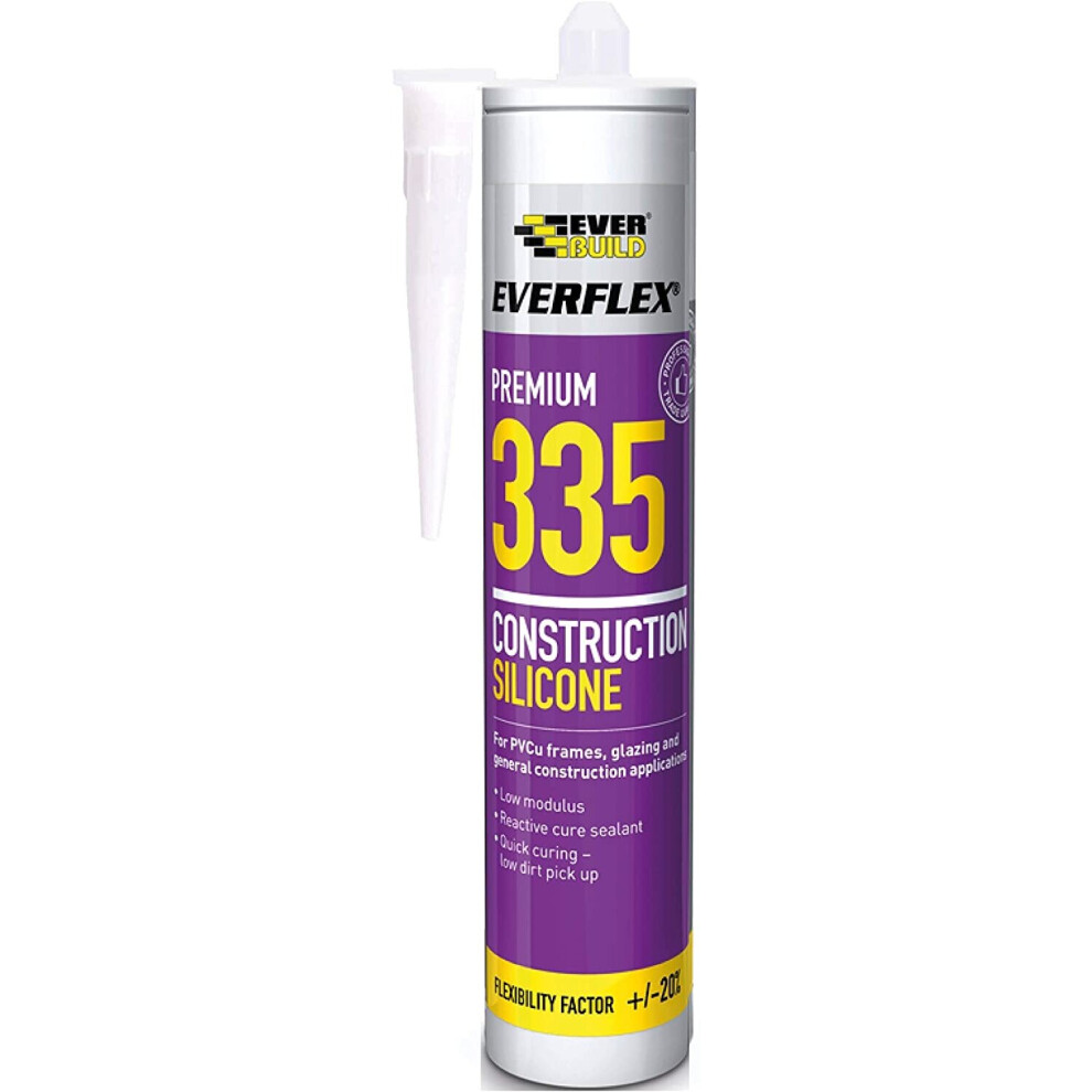 Everbuild Everflex 335 Premium Construction Silicone Sealant, Black, 295 ml