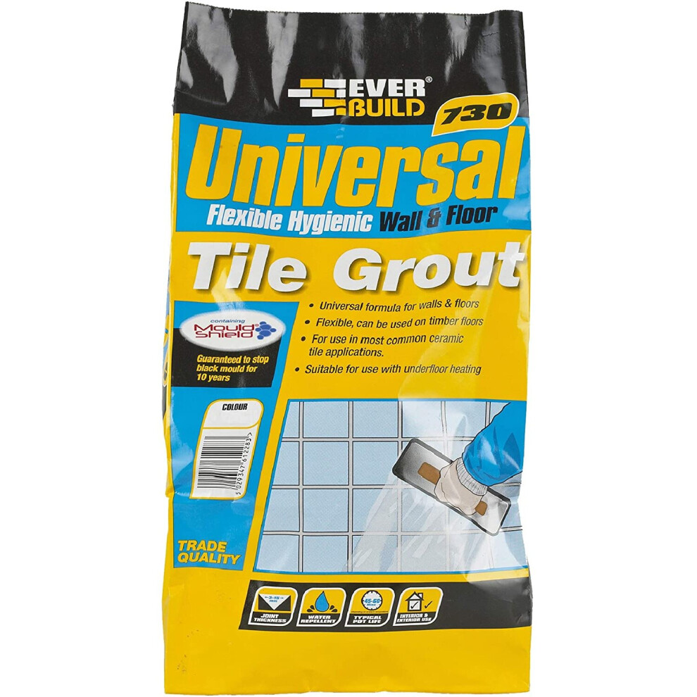 Everbuild 730 Universal Flexible Hygienic Wall and Floor Tile Grout, Grey, 5 kg