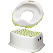 Ikea Tossig 102.727.88 Unisex Toddler Toilet Training Seat Bundled with Forsiktig 602.484.18 Step Stool Seat White and Green