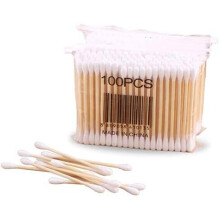 Benrise Double Head Cotton Buds 5 Pack 500pcs Cotton Swabs Bamboo with Wooden Handles for Makeup Clean Care Ear Cleaning Wound Care Cosmetic Tool
