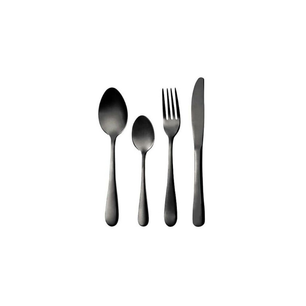 Bergner 24 Piece Stainless Steel Cutlery Set. High Gloss Stainless Steel Black