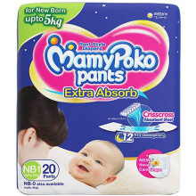 MamyPoko Pants Extra Absorb Diapers, New Born (Pack of 20)