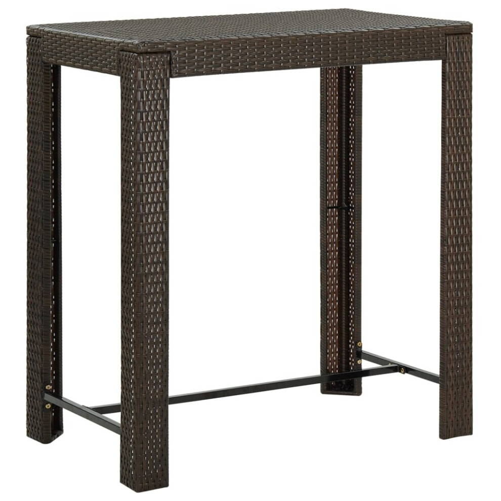 Vidaxl Garden Bar Table Brown Poly Rattan Outdoor Bistro Pub Counter Tea Table