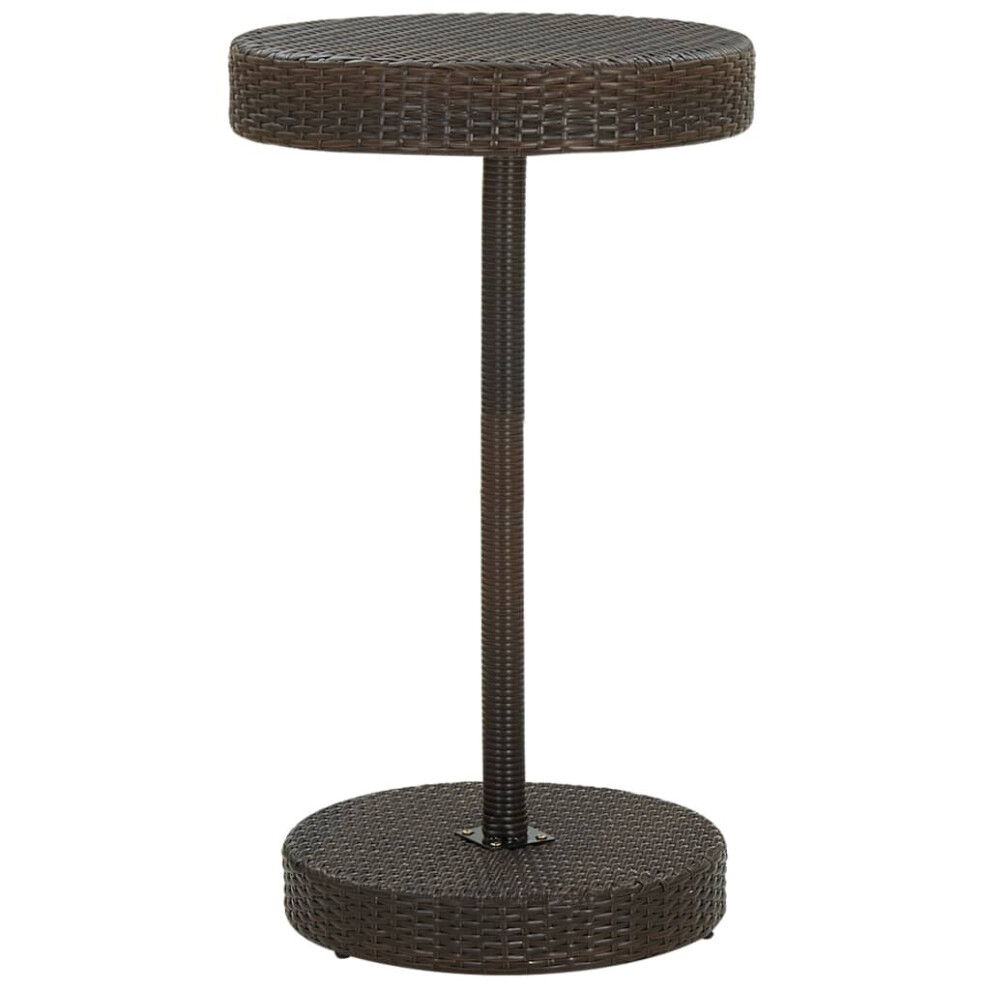 Vidaxl Garden Table Brown Poly Rattan Outdoor Bar Bistro Pub Counter Tea Table
