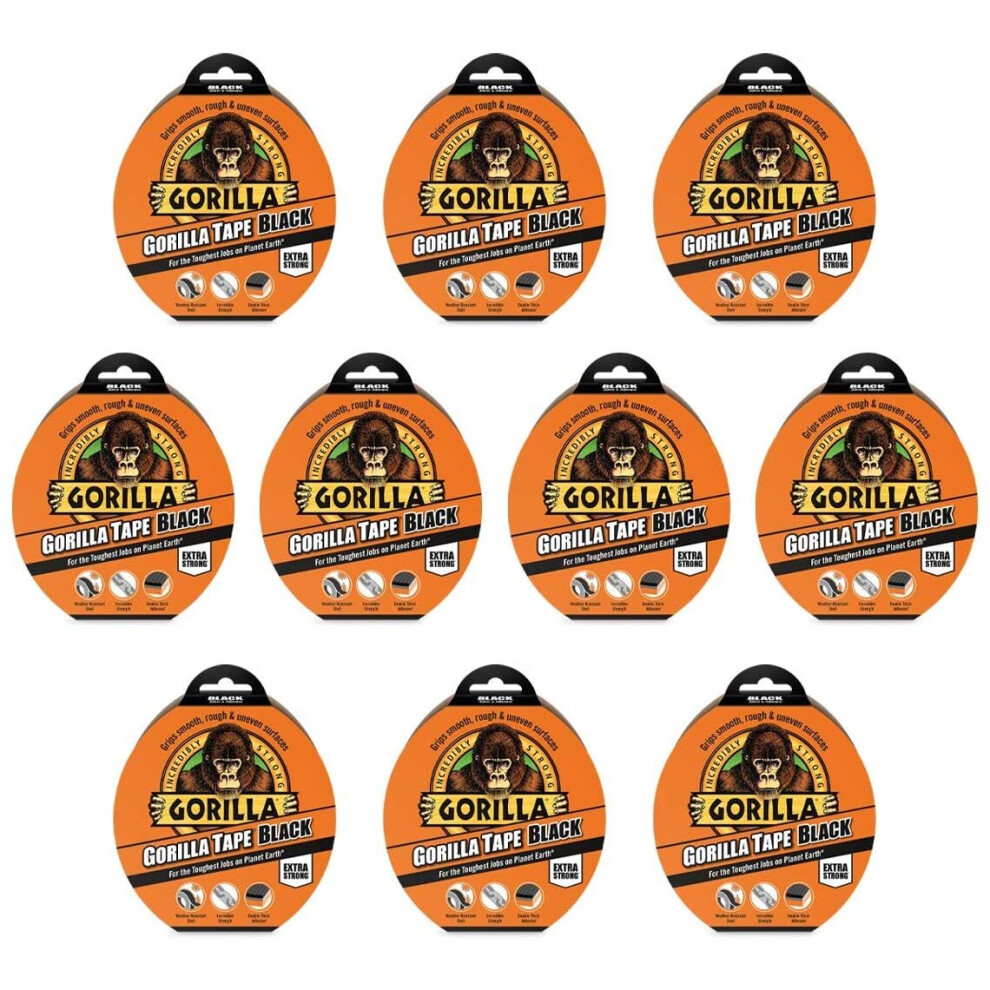 Gorilla Tape Duct Tape Black 48mm x 32m (10 Pack)