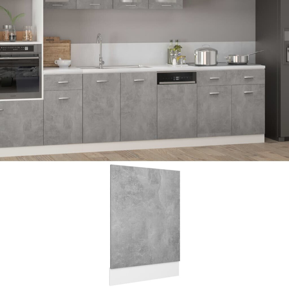 vidaXL Front Dishwasher Panel Concrete Grey Engineered Wood Protector Panel