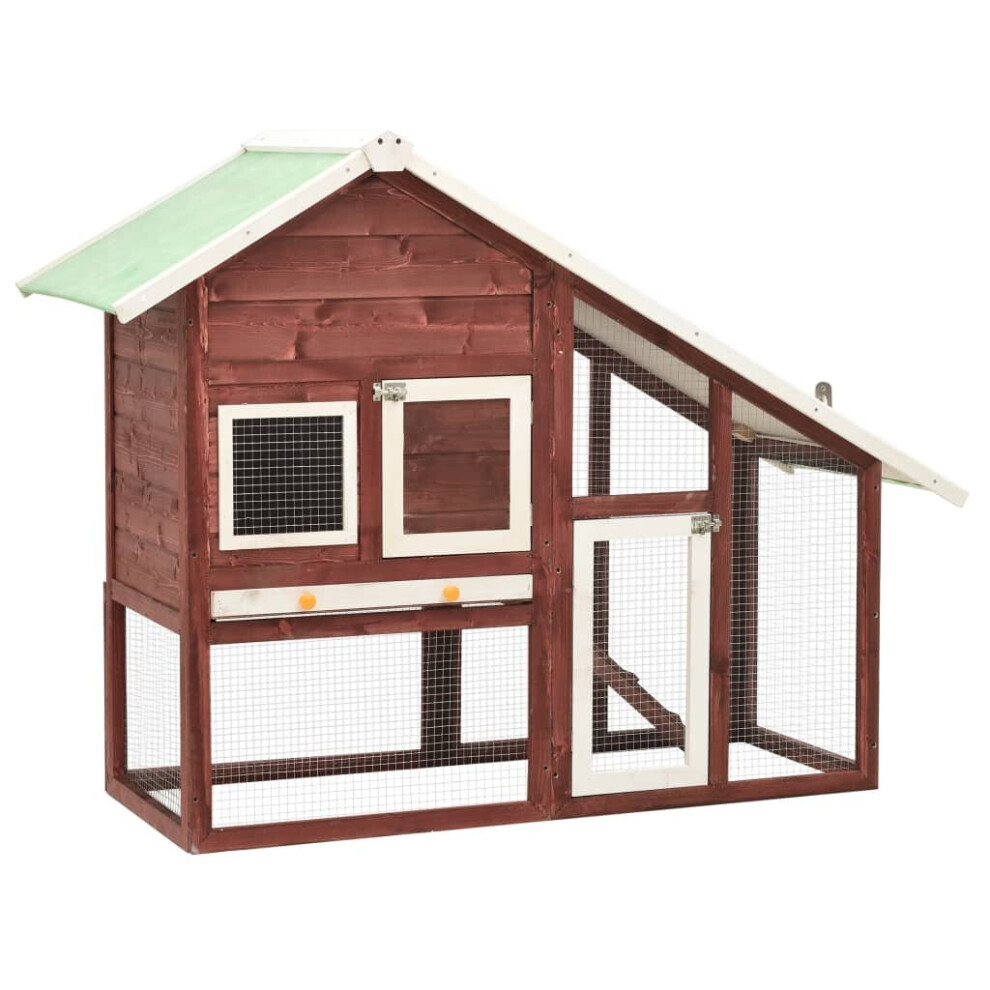 vidaXL Solid Firwood Rabbit Hutch Mocha and White Wooden Pet Carrier Habitat