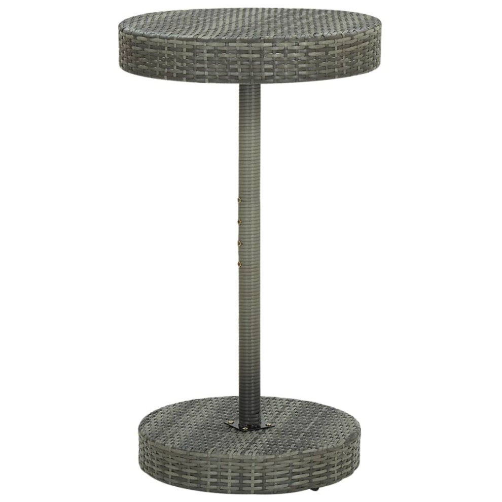 Vidaxl Garden Table Grey Poly Rattan Outdoor Bar Bistro Pub Counter Tea Table