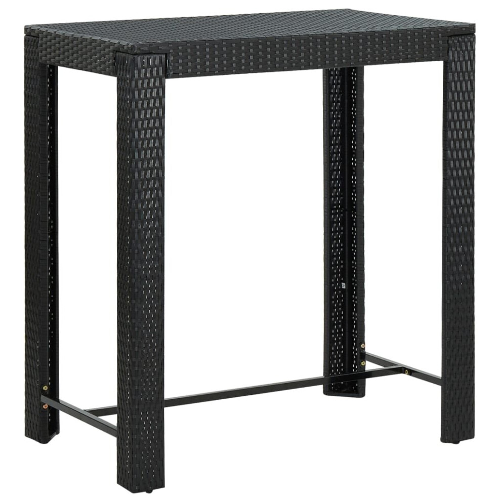 Vidaxl Garden Bar Table Black Poly Rattan Outdoor Bistro Pub Counter Tea Table