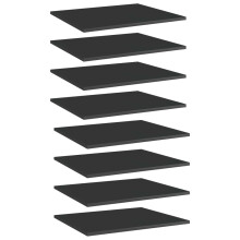 vidaXL 8x Bookshelf Boards High Gloss Black Engineered Wood Shelf Replacement