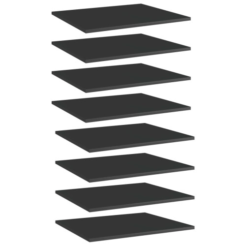 VidaXL vidaXL 8x Bookshelf Boards High Gloss Black Engineered Wood Shelf Replacement