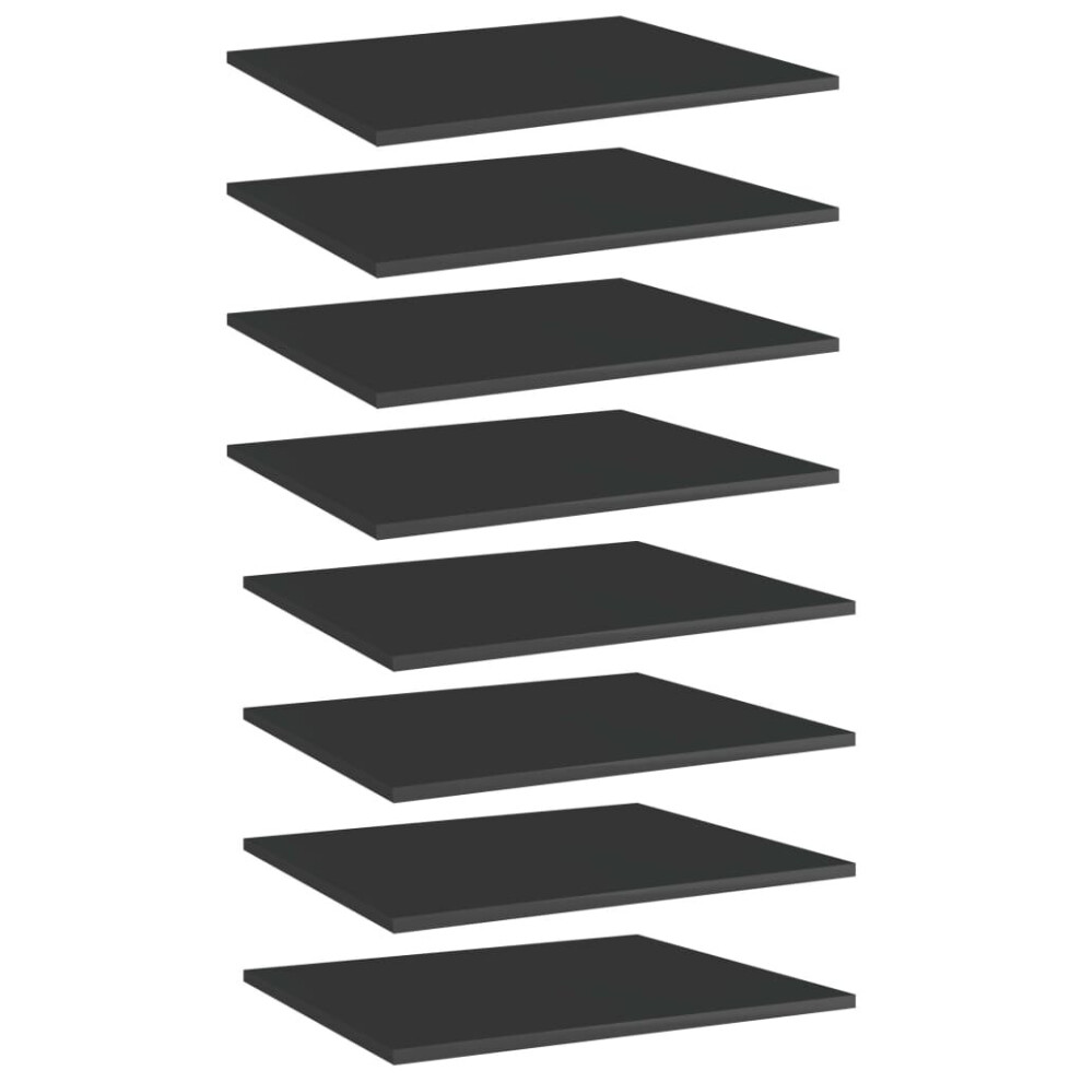 Vidaxl 8X Bookshelf Boards High Gloss Black Engineered Wood Shelf Replacement