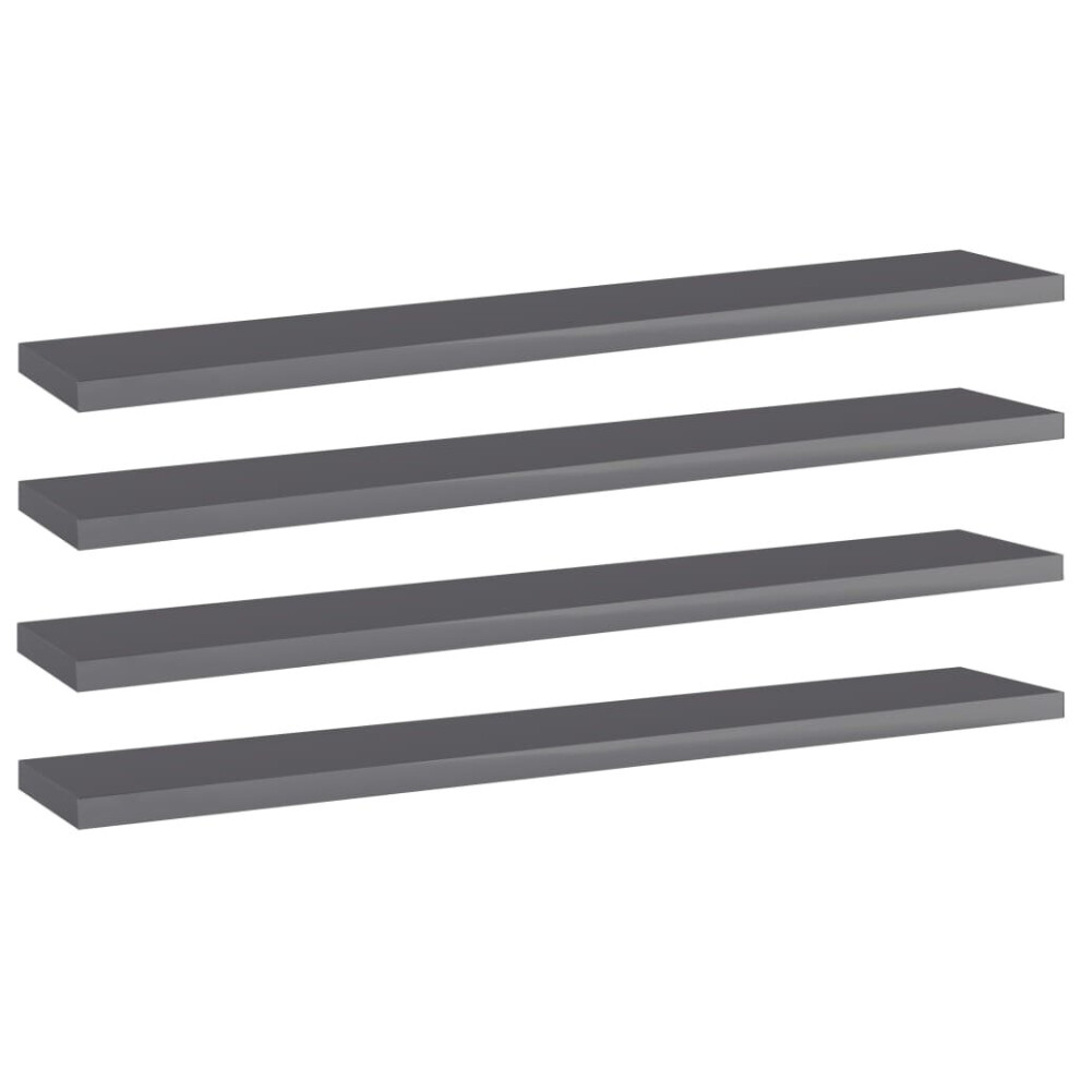 Photos - Dresser / Chests of Drawers VidaXL 4x Bookshelf Boards High Gloss Grey Engineered Wood Shelf Replacement Grey 805216 