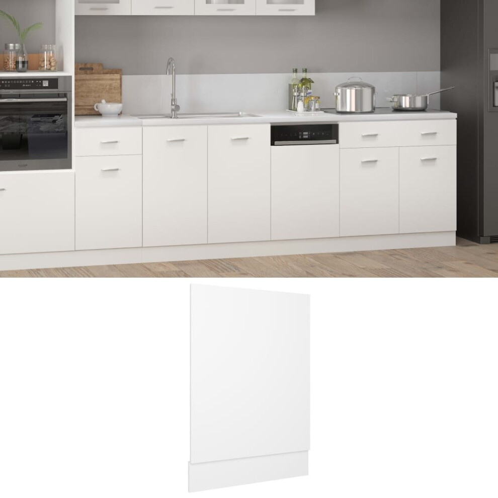 vidaXL Front Dishwasher Panel White Engineered Wood Cabinet Part Protector