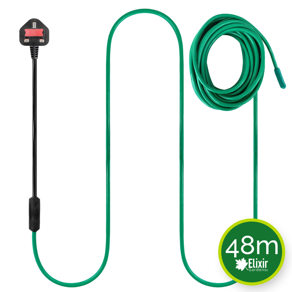 (48m Soil Cable) Low Energy Soil Warming Cable & Thermostats for Propagators/Greenhouse