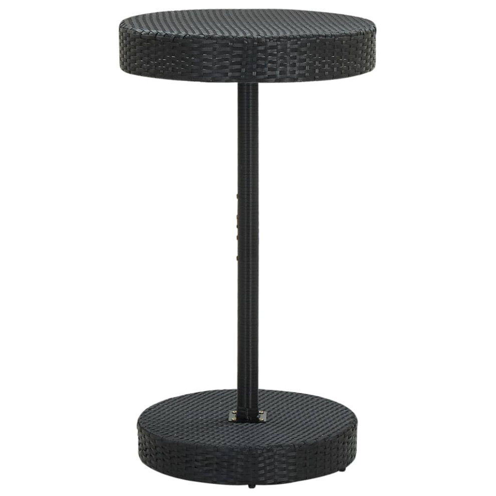 Vidaxl Garden Table Black Poly Rattan Outdoor Bar Bistro Pub Counter Tea Table
