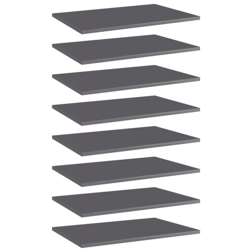 VidaXL vidaXL 8x Bookshelf Boards High Gloss Grey Engineered Wood Shelf Replacement