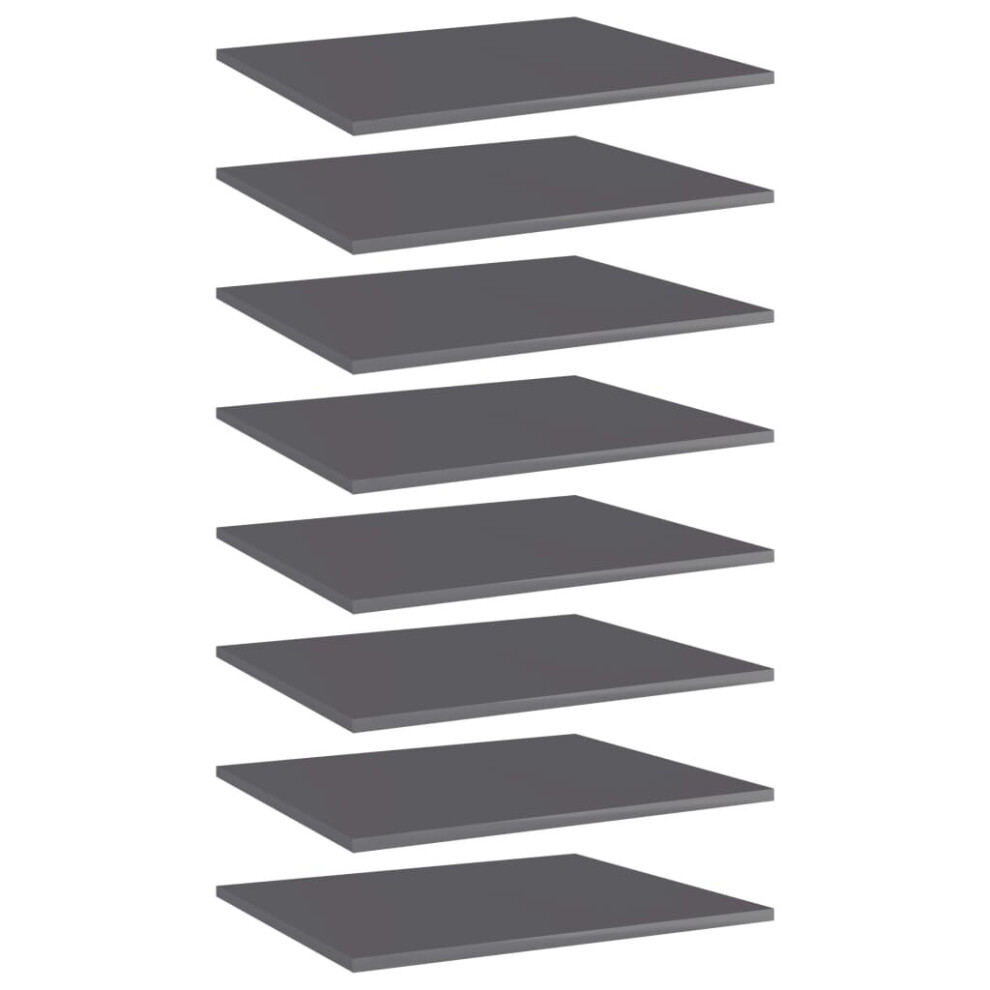 Vidaxl 8X Bookshelf Boards High Gloss Grey Engineered Wood Shelf Replacement