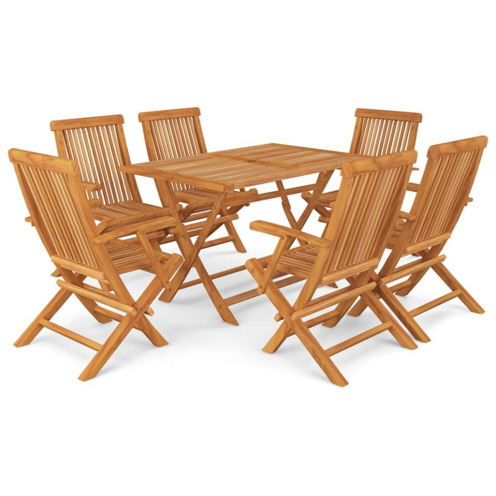 Vidaxl Solid Teak Wood Garden Dining Set 7 Piece Furniture Table And Chair