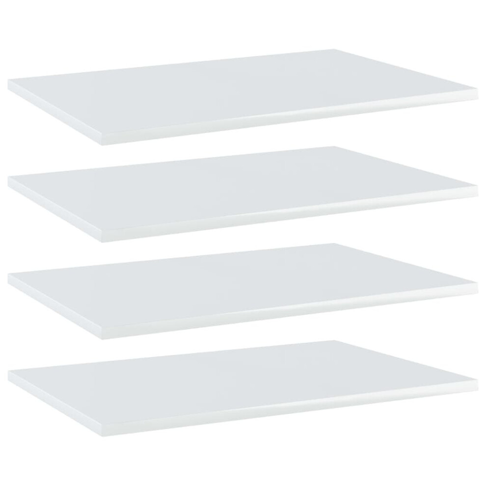 vidaXL 4x Bookshelf Boards High Gloss White Chipboard Shelving Replacement