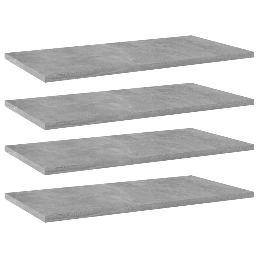 vidaXL 4x Bookshelf Boards Concrete Grey Chipboard Shelving Replacement Panel