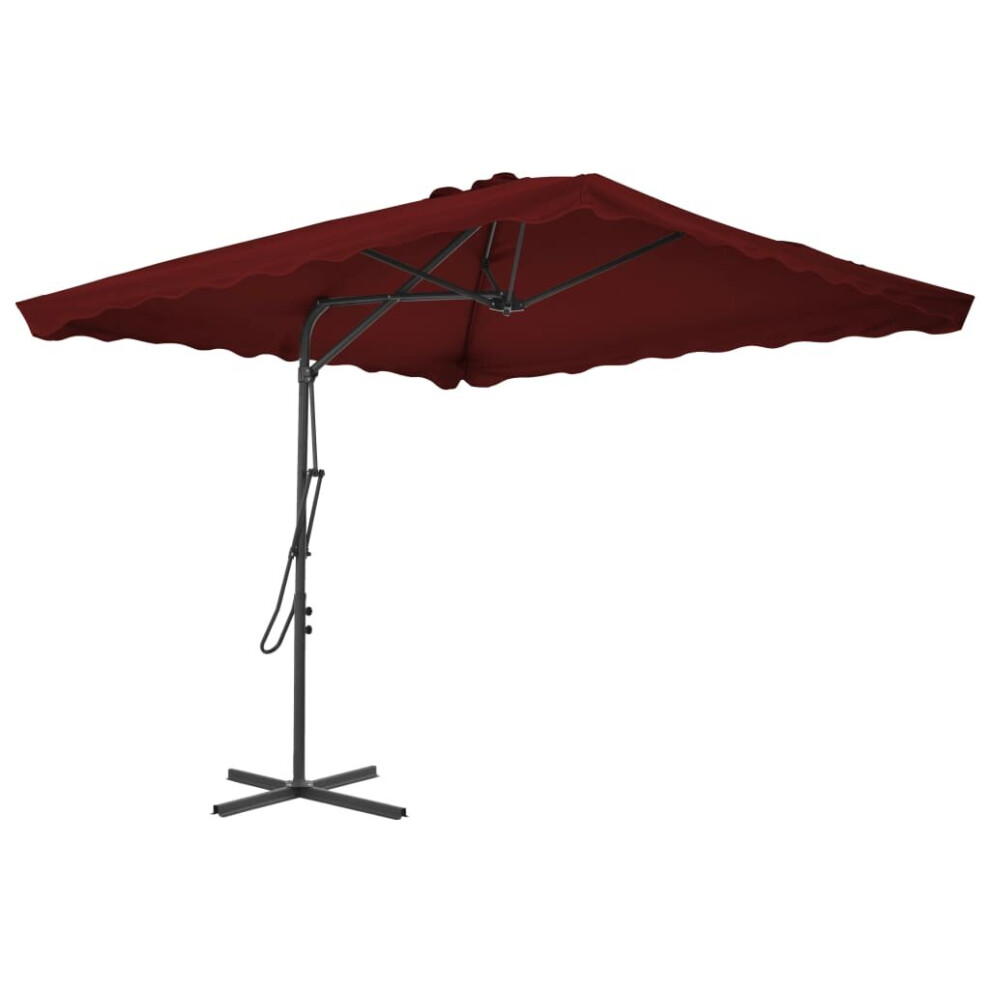 Vidaxl Garden Parasol With Steel Pole Sunshade Outdoor Umbrella Bordeaux Red