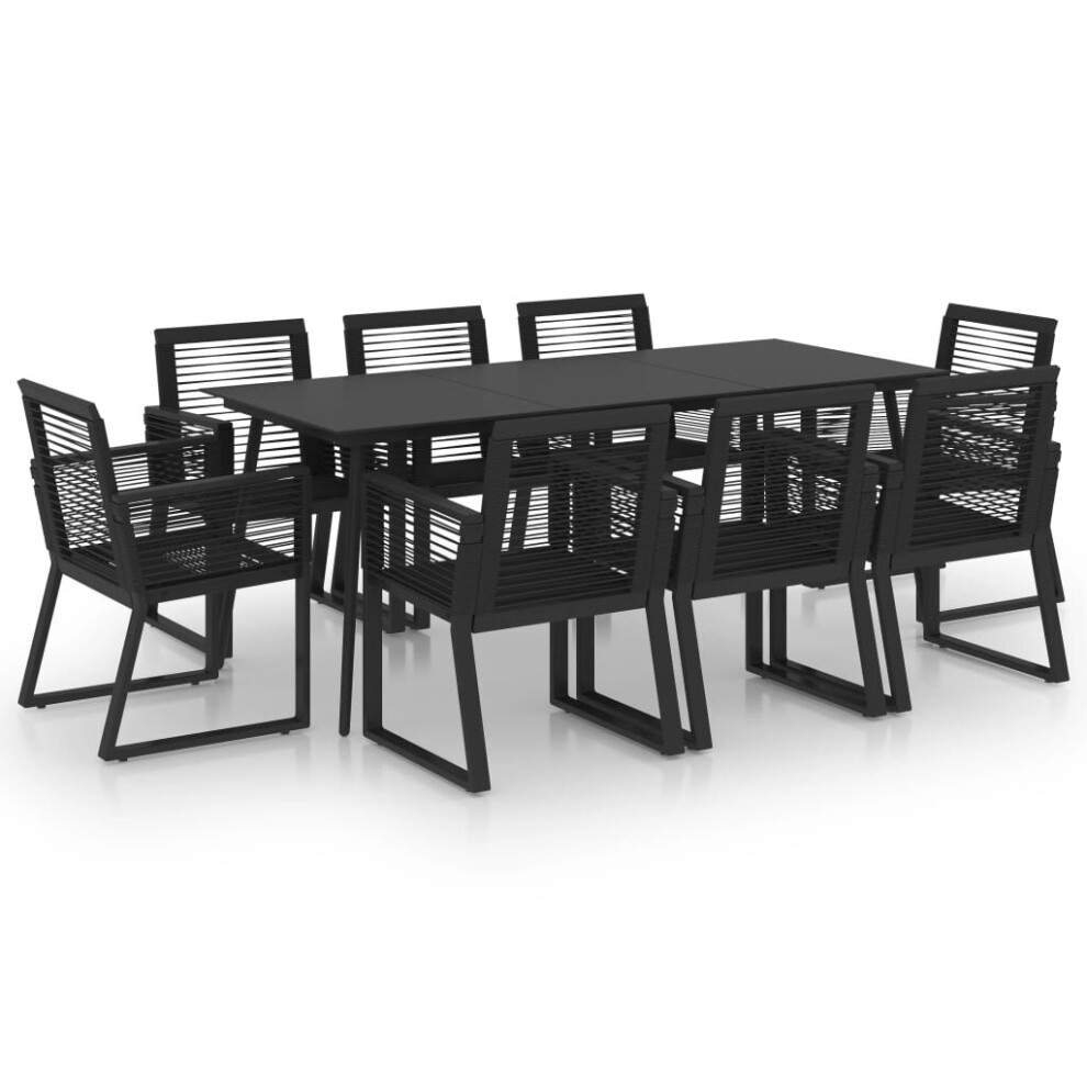 vidaXL Outdoor Dining Set 9 Piece PVC Rattan Black Garden Patio Furniture Set