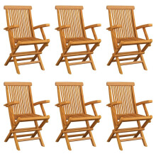 vidaXL 6x Solid Teak Wood Folding Garden Chairs Wooden Outdoor Dining Seat
