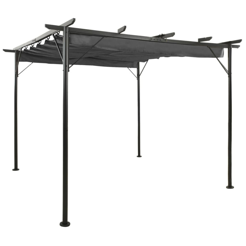 vidaXL Pergola With Retractable Roof Anthracite Steel 180 g/mÂ² Garden Canopy