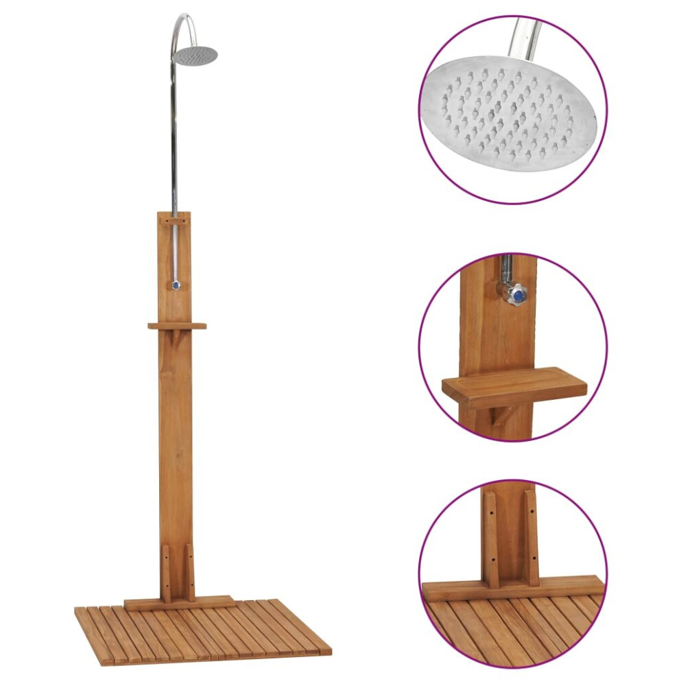 vidaXL Solid Teak Wood Garden Shower Freestanding Poolside Showering Stand