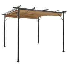 vidaXL Pergola with Retractable Roof Taupe Steel 180 g/m² Garden Patio Canopy