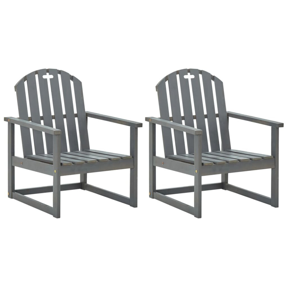 vidaXL 2x Solid Acacia Wood Garden Sofa Chairs Grey Outdoor Wooden Armchair