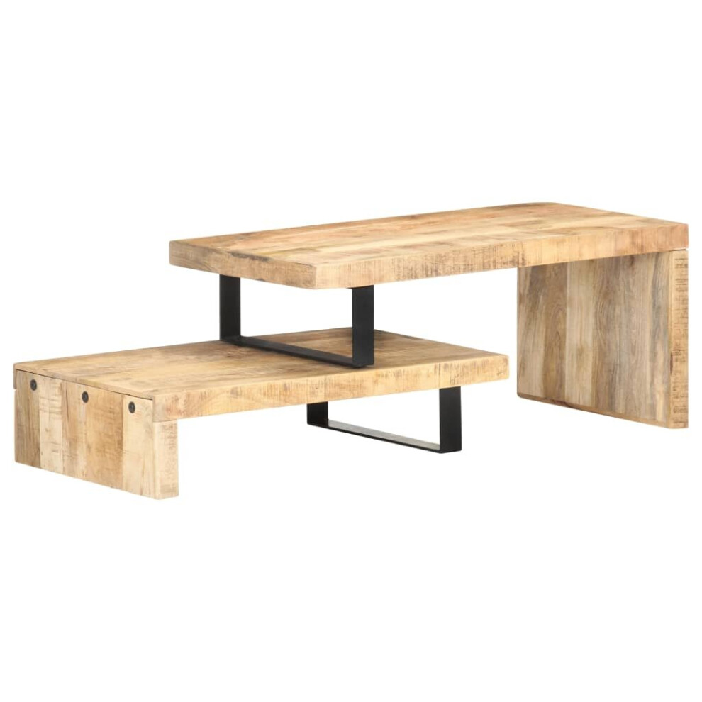 Vidaxl Solid Mango Wood Coffee Table Set 2 Piece Wooden Accent End Tea Table