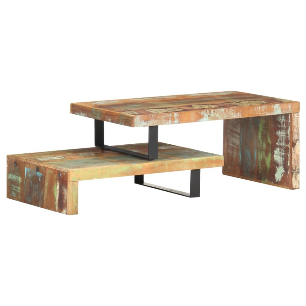 vidaXL Coffee Table Set 2 Piece Solid Reclaimed Wood Wooden Accent Tea Table