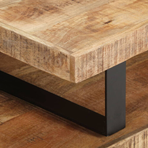 VidaXL vidaXL Solid Mango Wood Coffee Table Set 2 Piece Wooden Accent End Tea Table 1