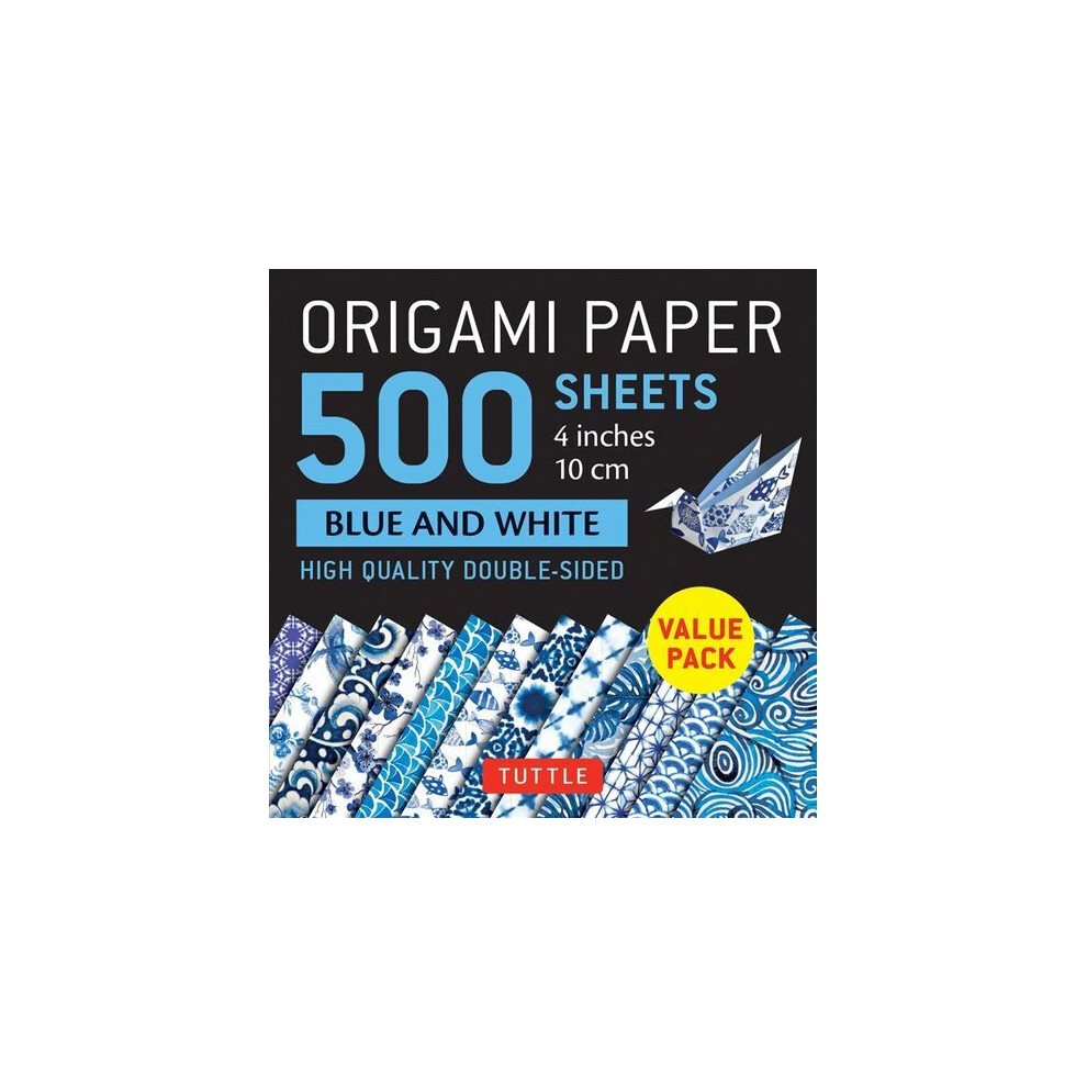Origami Paper 500 sheets Blue and White 4" (10 cm) | Notebook / blank book