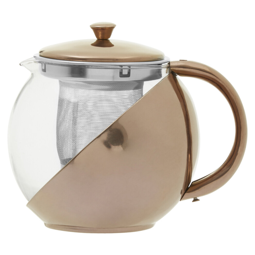 Glass Teapot With Infuser Copper Finish, 900ml