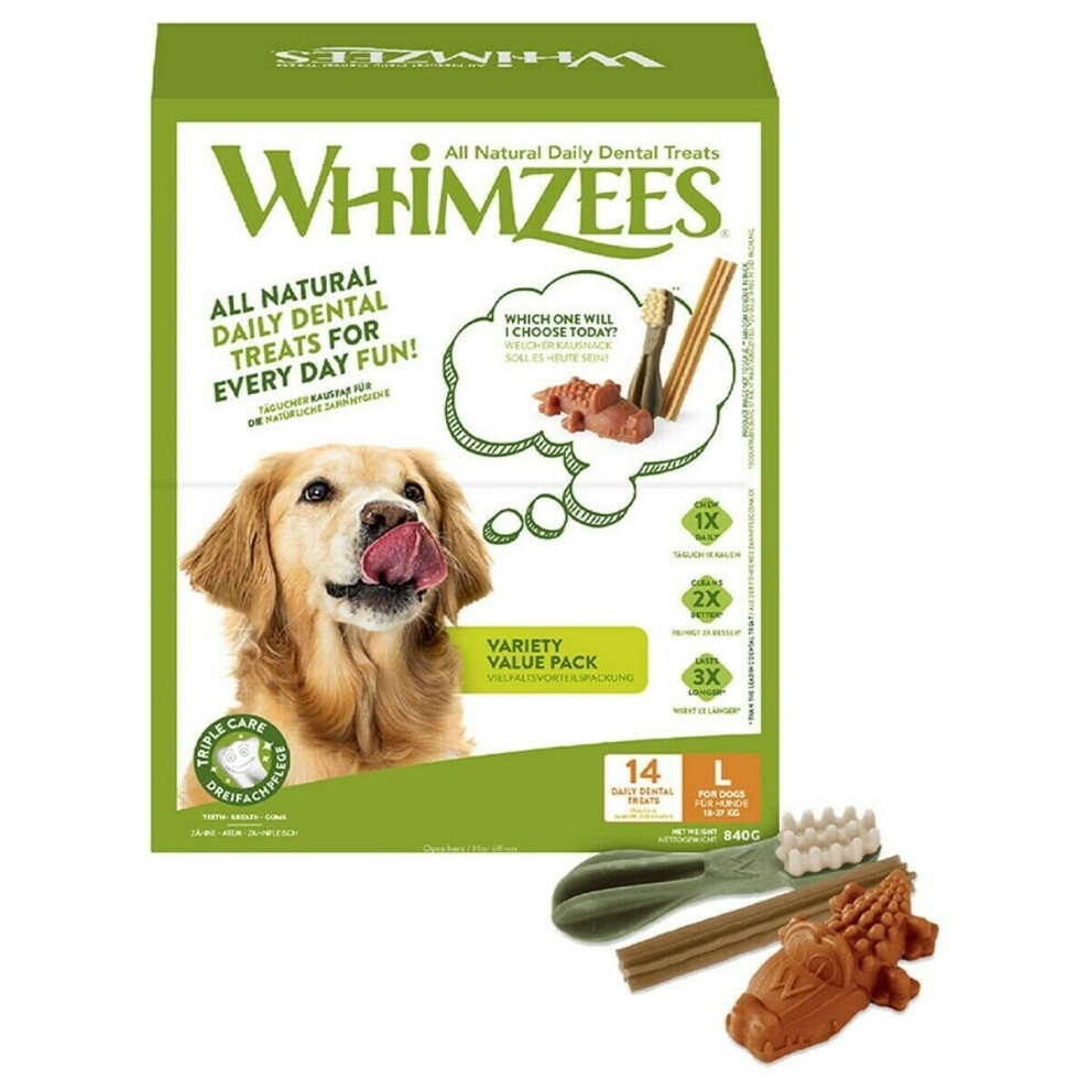 Whimzees Variety Box Dog Dental Treats (Pack of 14)