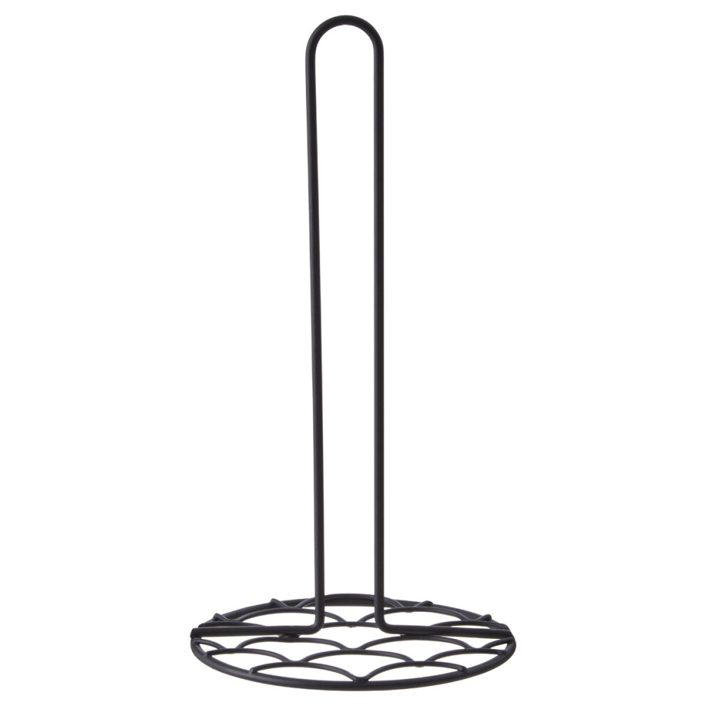 Premier Housewares Vertex Deco Kitchen Roll Holder, Black