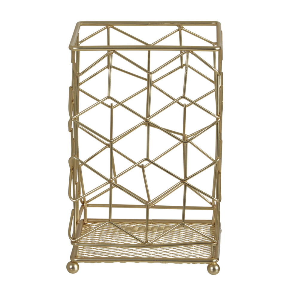 Premier Housewares Elegant Matte Gold Utensil Holder, Functional Kitchen Utensil Holder, Secured Base Cooking Utensil Holder