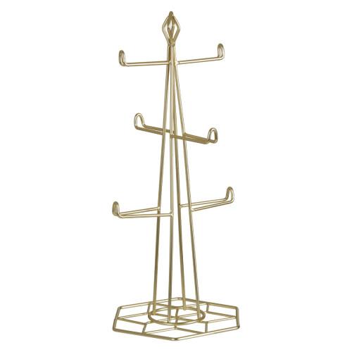 Premier Housewares Vertex Contour 6 Cup Mug Tree, Gold