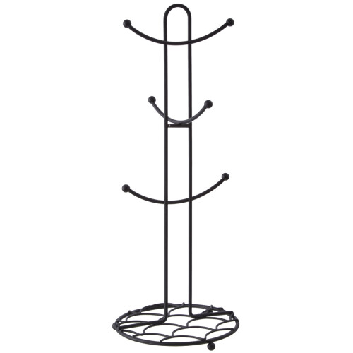 Premier Housewares Vertex Deco 6 Cup Mug Tree, Black