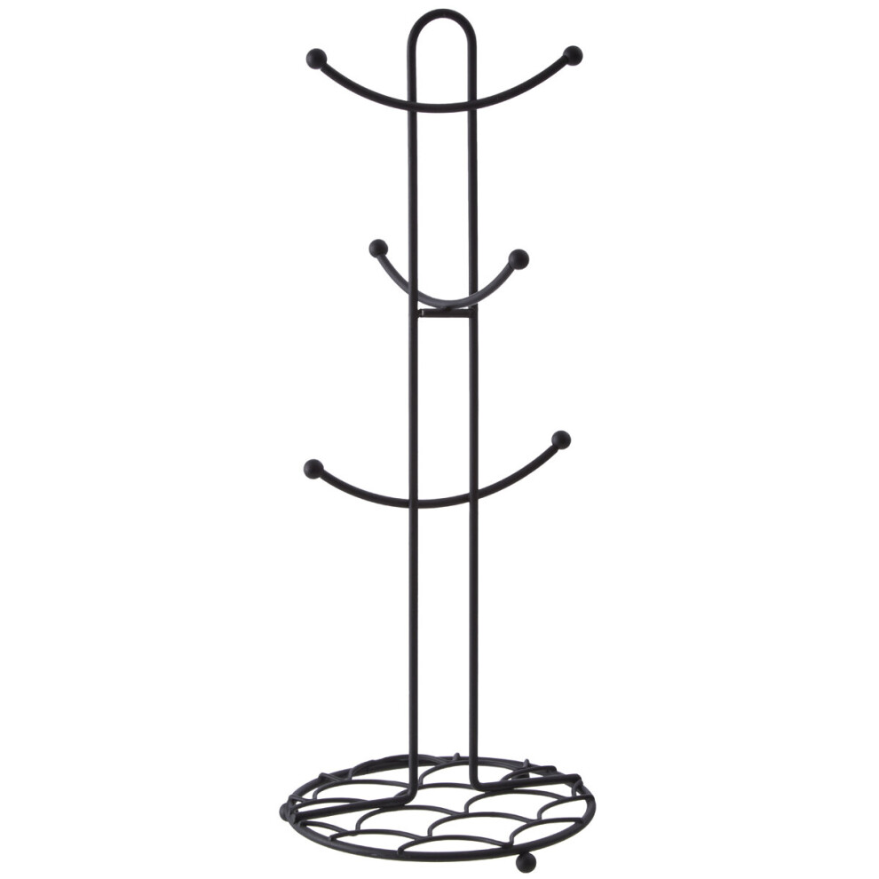 Premier Housewares Vertex Deco 6 Cup Mug Tree, Black