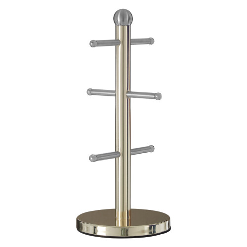 Premier Housewares Brushed Stainless Steel Mug Tree, Gold