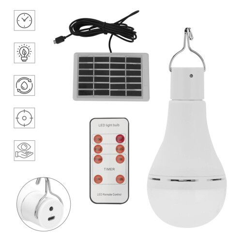 Solar Panel Powered LED Light Bulb Portable  UK 2