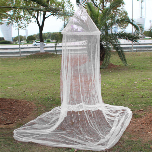 (White) Mosquito Net Lace Dome Bed Canopy Protect Net