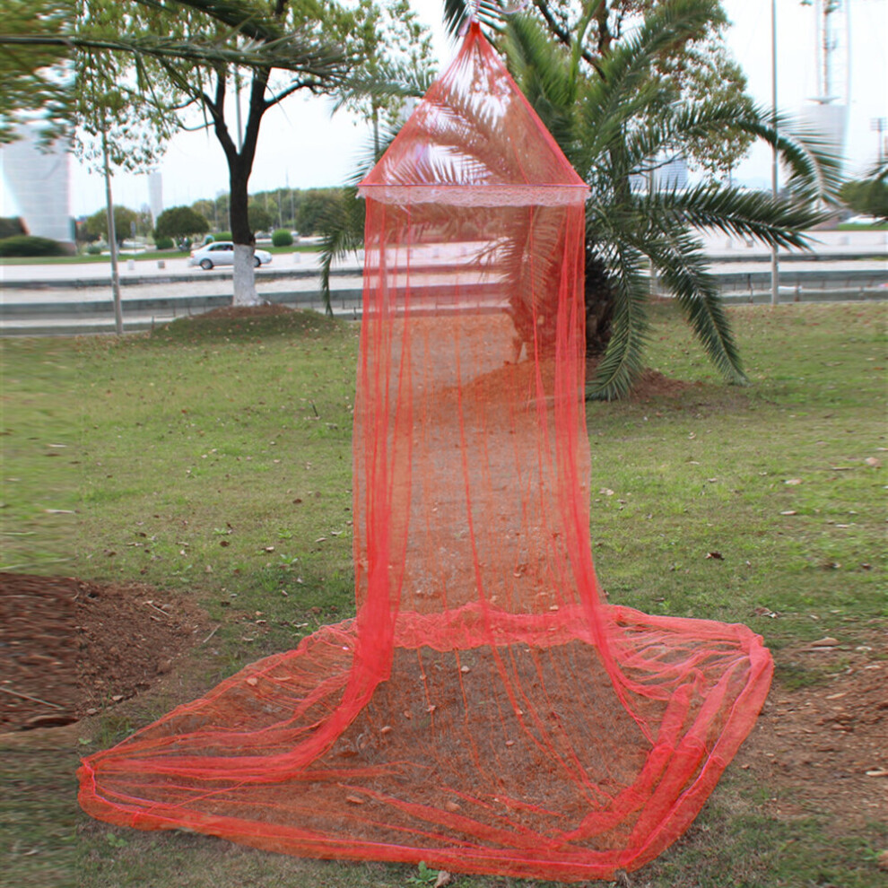 (Red) Mosquito Net Lace Dome Bed Canopy Protect Net