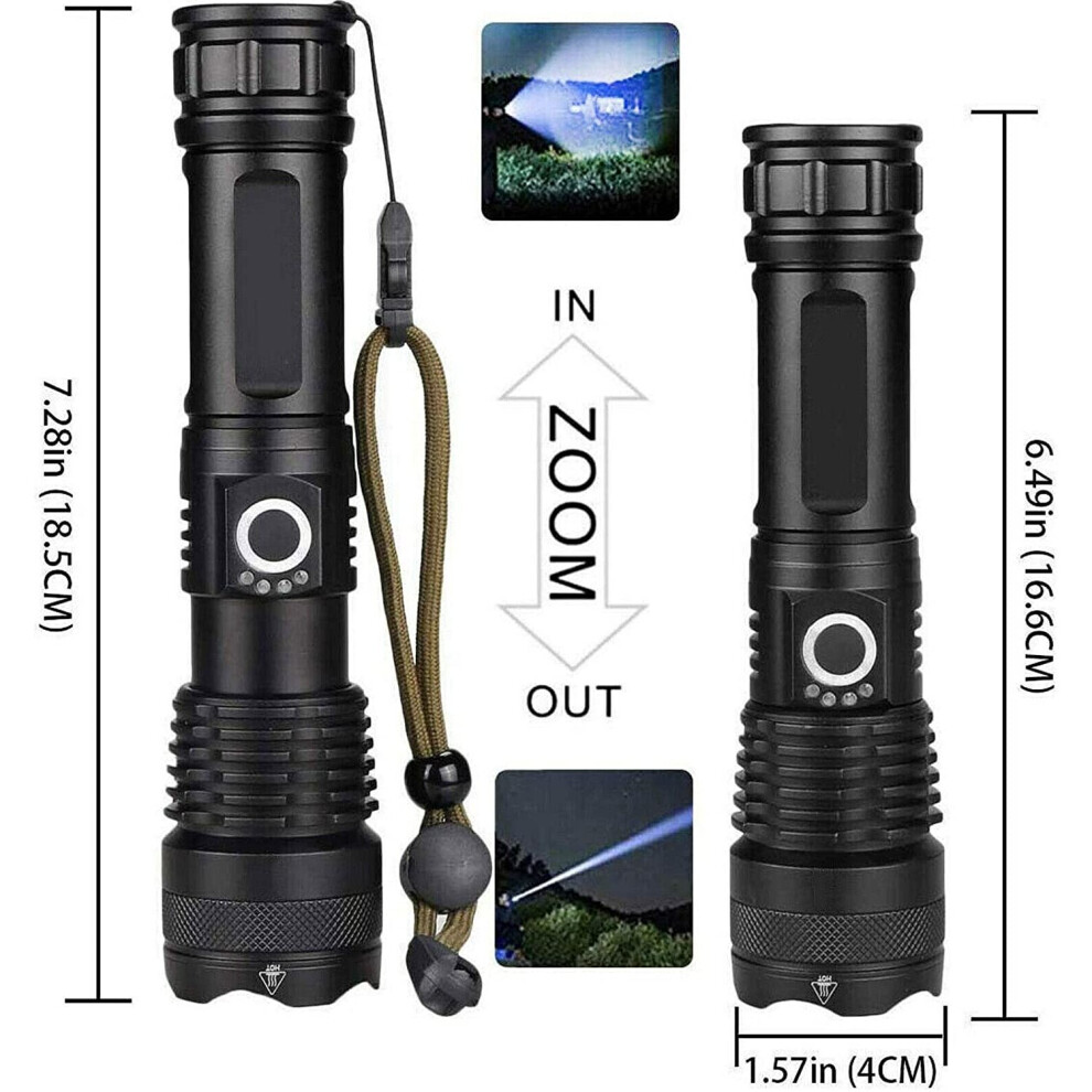 High Power XHP50 Zoom Flashlight LED Rechargeable Torch Headlamp