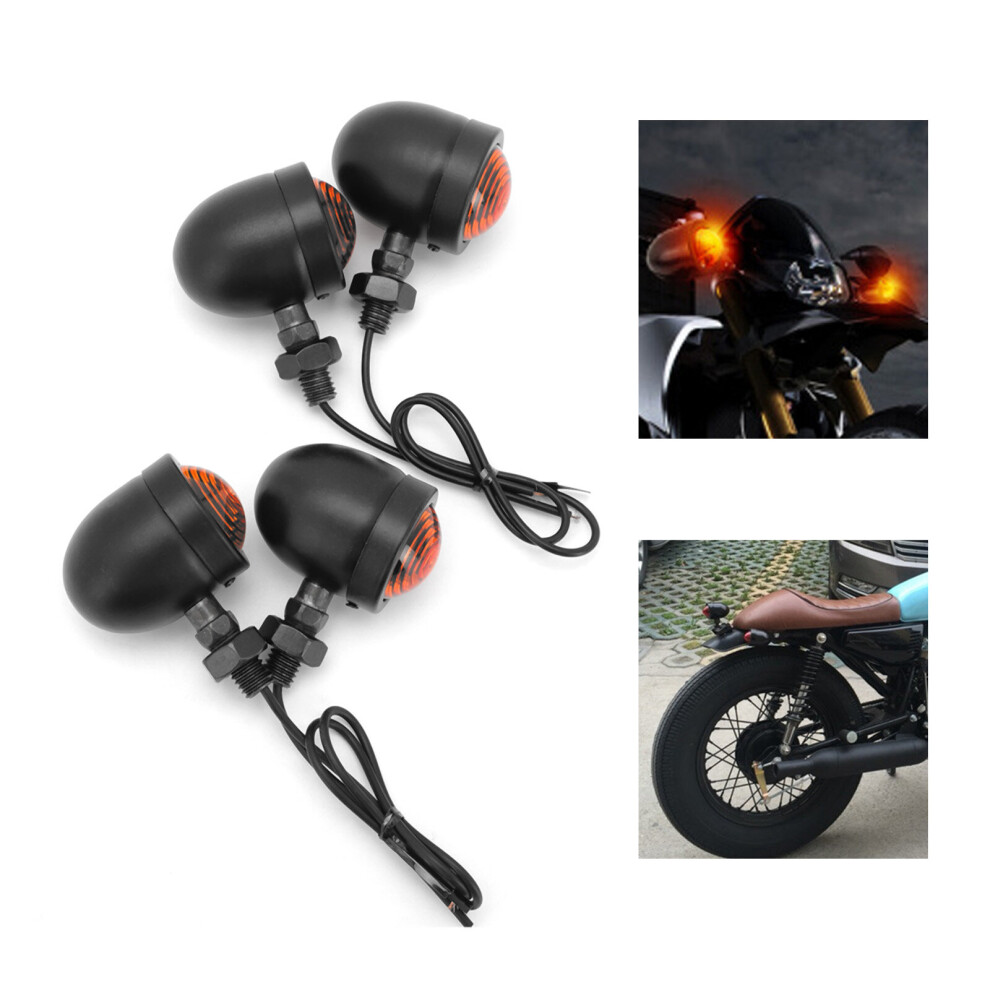 4Pc Aluminum Motorcycle Turn Signal Lights - Universal 12V 10W Bullet Indicators With Swivel, Yellow 757510873746